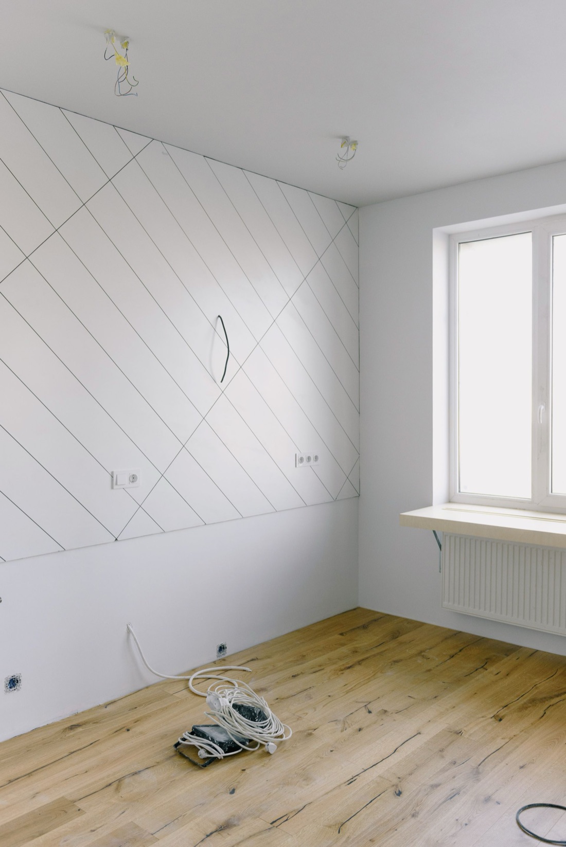 Newly renovated room awaiting its final post-construction clean